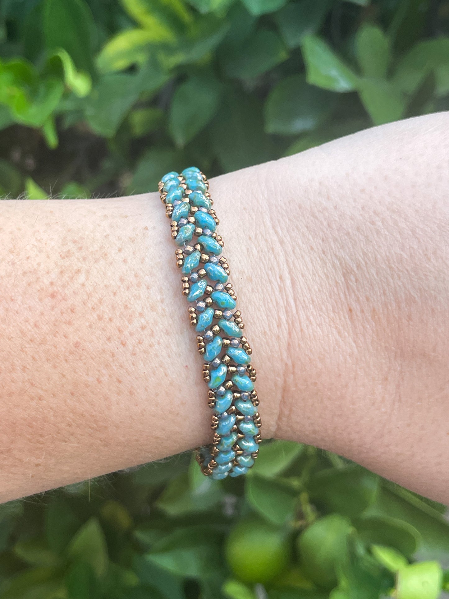 Maidenhair Fern Beaded Bracelet