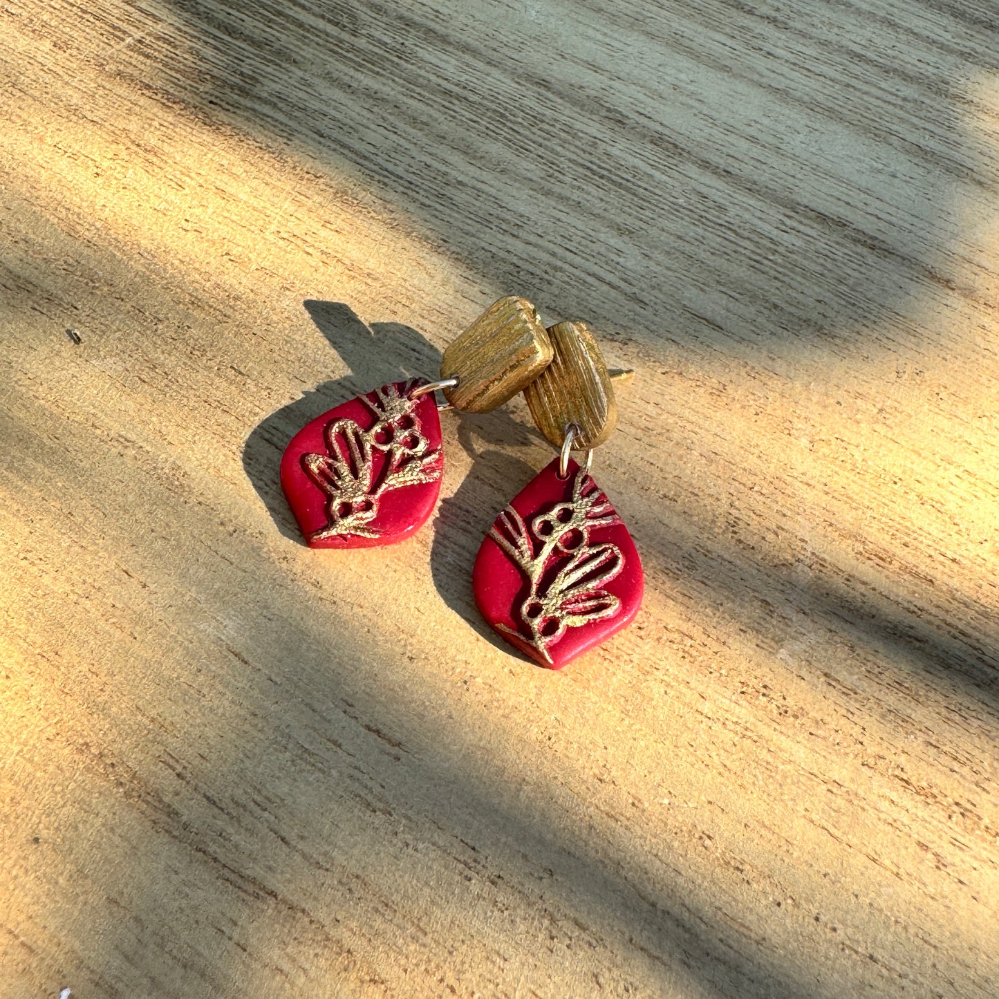 Holly Glow Drops — Handmade Polymer Clay Earrings