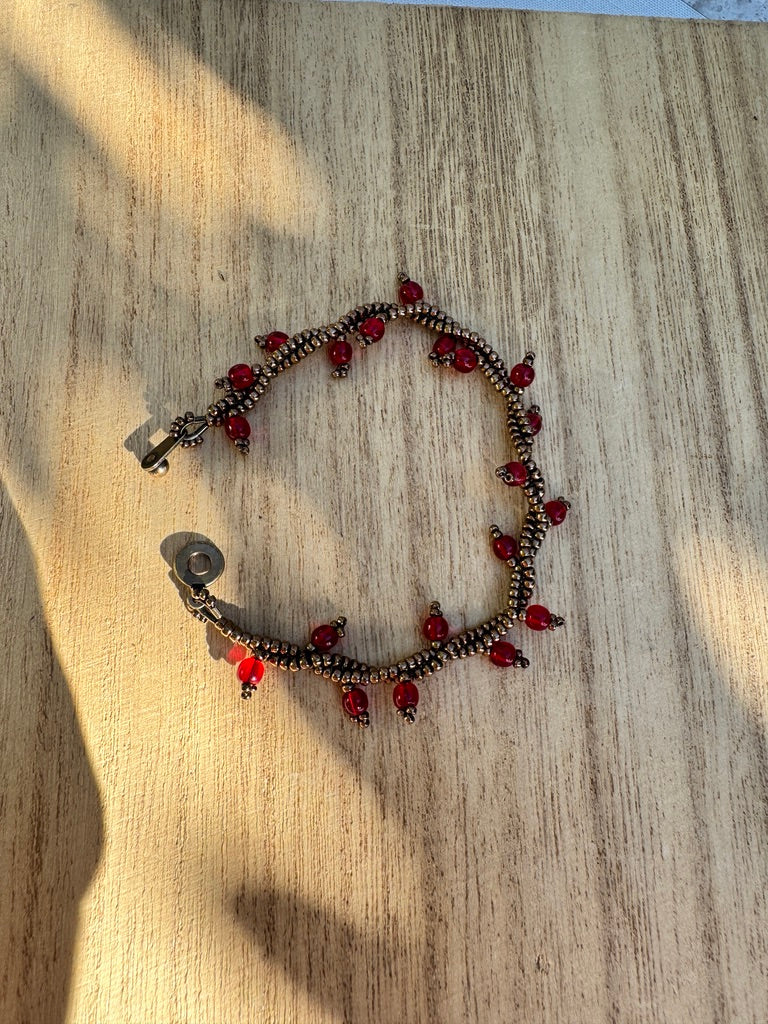 Ember Berries Bracelet — Hand-Beaded with Czech Glass