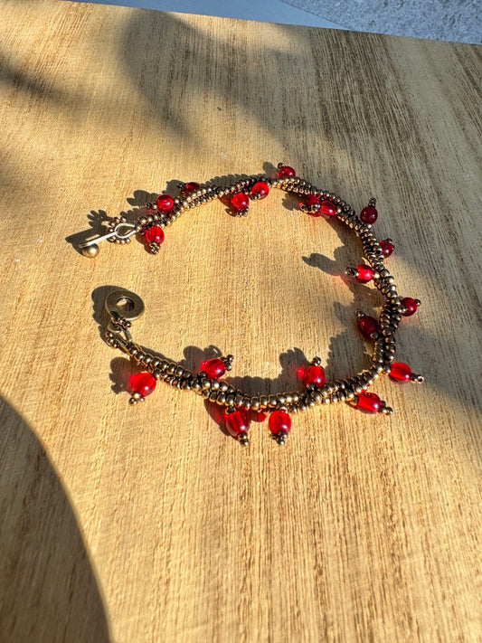 Ember Berries Bracelet — Hand-Beaded with Czech Glass