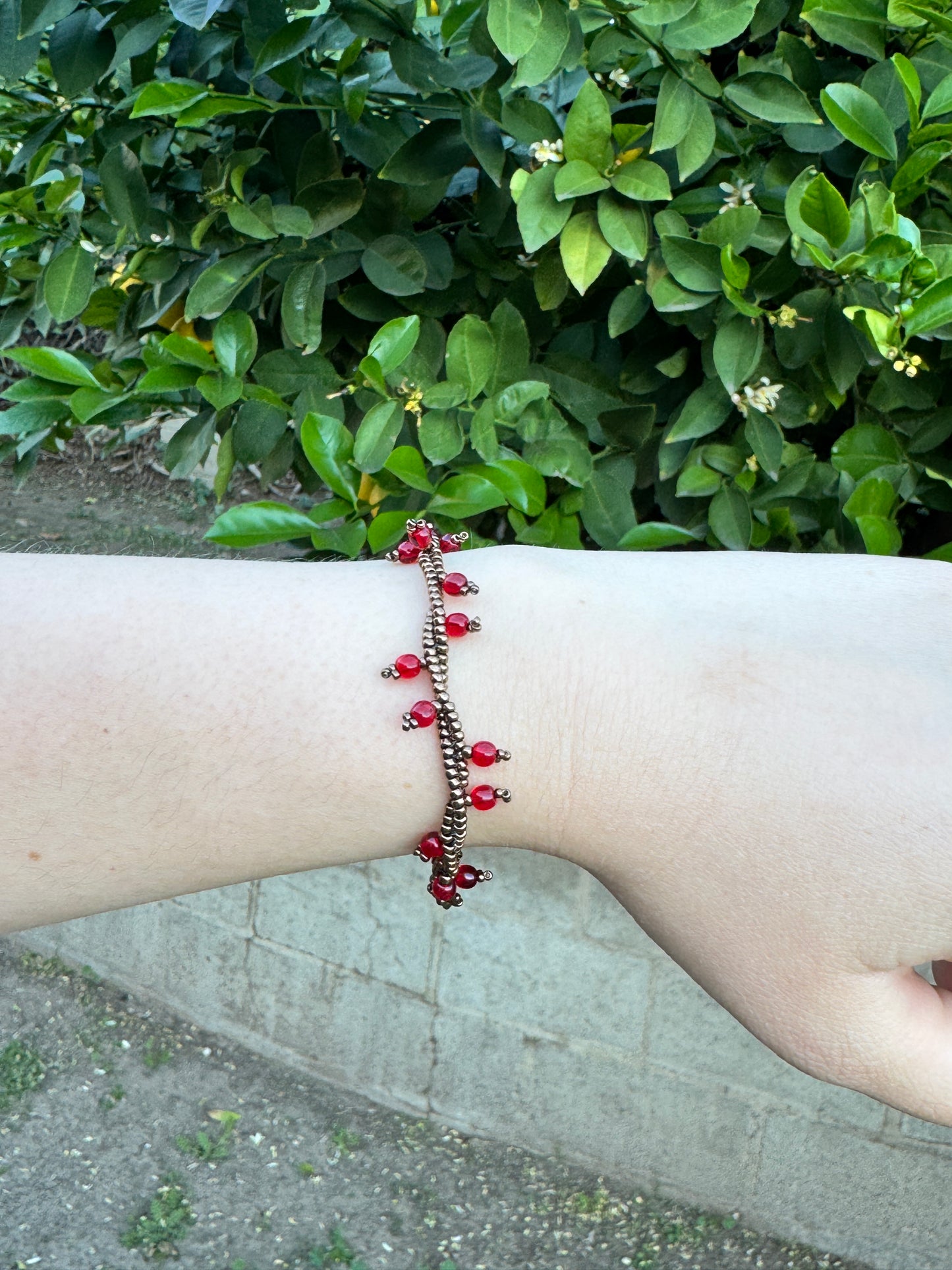 Ember Berries Bracelet — Hand-Beaded with Czech Glass
